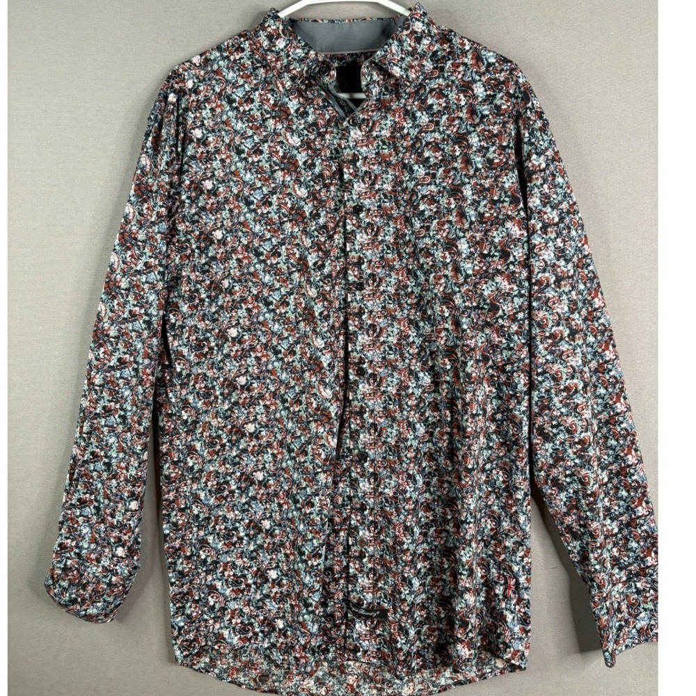 English Laundry Button up Shirt Mens L Paisley Floral Long Sleeve Going Out